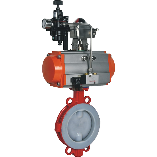 Pneumatic clamp type fluorine lined butterfly valve